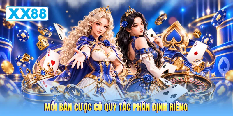 Mỗi bàn cược có quy tắc phân định riêng Mỗi bàn cược có quy tắc phân định riêng